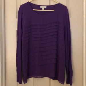 Purple ruffle front shirt